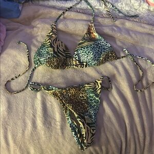 Hollister Multicolor Animal Print Bikini